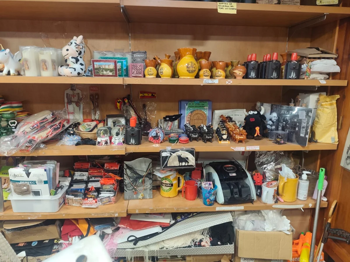 souvenir shop display shelves merchandise